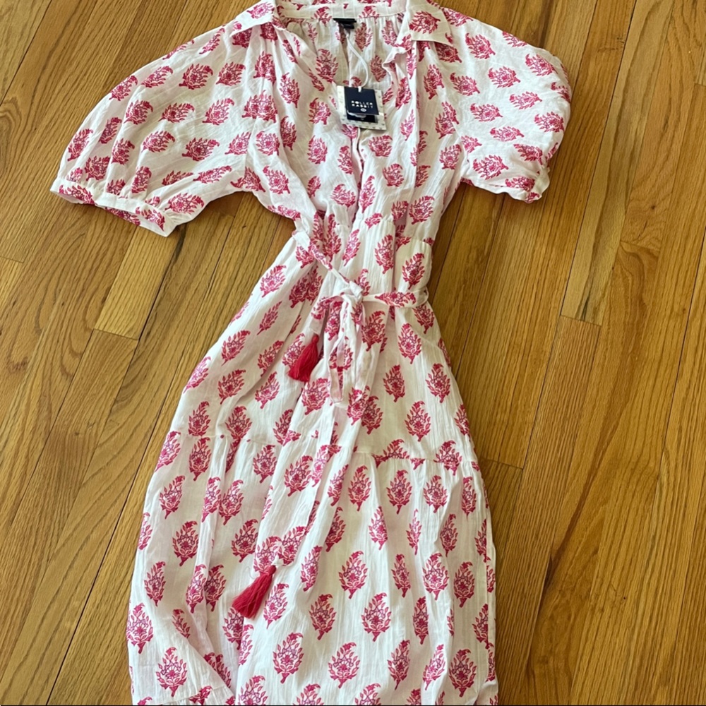 Roller Rabbi for Target women Medium  White long Dress with Pink Floral Motif